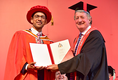 Actor Amit Shah receiving  an honorary degree from Staffordshire University this summer