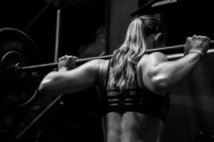 A woman weightlifting