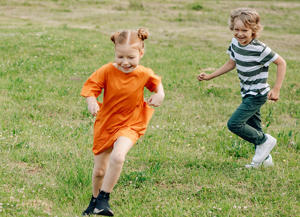 Two children running