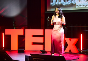 Sharanya Ranganatha Urs giving her TEDx talk