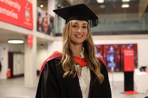 Stacie Chorlton-Lythgoe in her graduation cap and gown